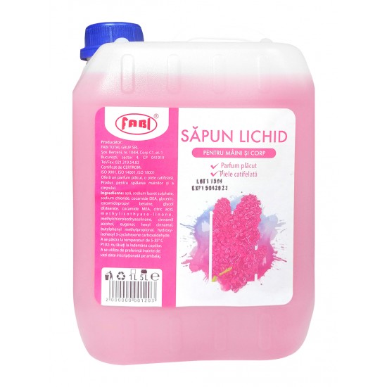 Sapun lichid roz parfumat, Fabi, canistra 5L
