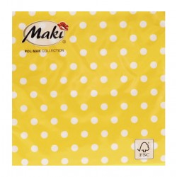 Servetele de masa 33x33cm, model galben cu buline - 3 straturi