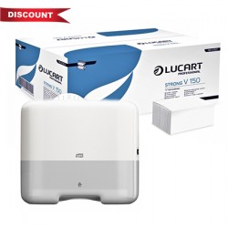 Pachet dispenser TORK si consumabil prosoape pliate Lucart Pachet dispenser TORK si consumabil prosoape pliate Lucart