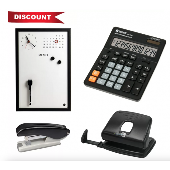 Pachet Calculator birou, Capsator, Ceas memo si Perforator Pachet Calculator birou, Capsator, Ceas memo si Perforator
