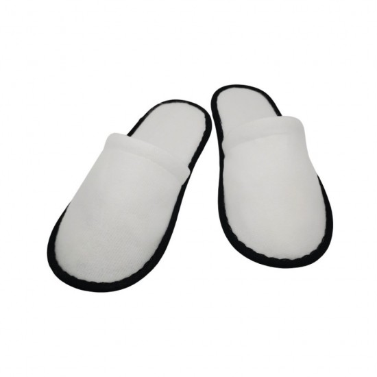 Papuci inchisi in fata din frotir, bordura neagra, talpa 4mm Papuci inchisi in fata din frotir, bordura neagra, talpa 4mm