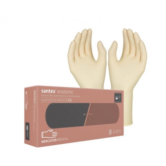 Manusi din latex nepudrate, lungi si groase, Santex Anatomic PF, 100buc/ cutie Manusi din latex nepudrate, lungi si groase, Santex Anatomic PF, 100buc/ cutie