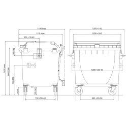 Eurocontainer rosu din material plastic, cu capac plat, MEVATEC, 1100 l  - Transport Inclus Eurocontainer rosu din material plastic, cu capac plat, MEVATEC, 1100 l  - Transport Inclus