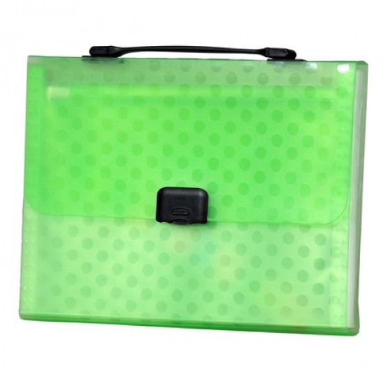 Geanta semitransparenta din plastic, tip acordeon, verde, 330x240x35mm