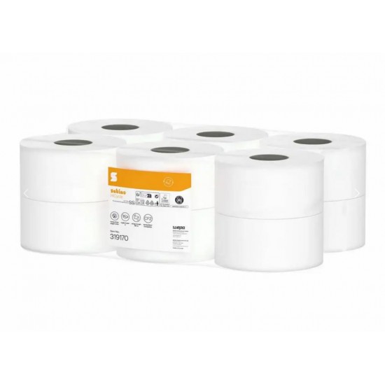 Rezerva hartie igienica derulare centrala Wepa Comfort (Satino HiCycle), 2 straturi, 180 m/rola, 12 role/bax