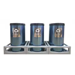 Set 3 cosuri pentru colectare selectiva, din otel, cu capac batant, 45L/recipient Set 3 cosuri pentru colectare selectiva, din otel, cu capac batant, 45L/recipient