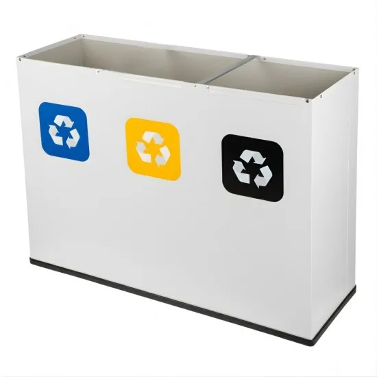 Coș de reciclare alb otel cu acoperire organica, cu 3 compartimente 3x60L – 180 litri Coș de reciclare alb otel cu acoperire organica, cu 3 compartimente 3x60L – 180 litri