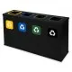 Coș de reciclare negru otel cu acoperire organica, cu 4 compartimente 4x60L – 240 litri