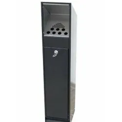 Scrumiera Verticala cu Cos de Gunoi Integrat, Otel Inoxidabil Satinat