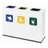 Coș de reciclare alb otel cu acoperire organica, cu 3 compartimente 3x60L – 180 litri
