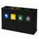 Coș de reciclare negru otel cu acoperire organica, cu 4 compartimente 4x60L – 240 litri
