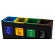 Coș de reciclare negru otel cu acoperire organica, cu 4 compartimente 4x60L – 240 litri