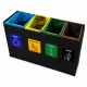 Coș de reciclare negru otel cu acoperire organica, cu 4 compartimente 4x60L – 240 litri