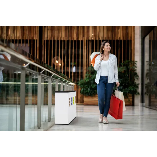 Coș de reciclare alb otel cu acoperire organica, cu 3 compartimente 3x60L – 180 litri Coș de reciclare alb otel cu acoperire organica, cu 3 compartimente 3x60L – 180 litri