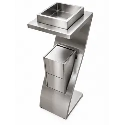 Cos de gunoi din inox cu scrumiera, 8L, pentru spatii profesionale Cos de gunoi din inox cu scrumiera, 8L, pentru spatii profesionale