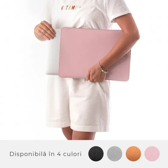 Husa laptop, MacBook 13 inch, UNIKA, piele PU cu lana din fibre naturale, roz Husa laptop, MacBook 13 inch, UNIKA, piele PU cu lana din fibre naturale, roz