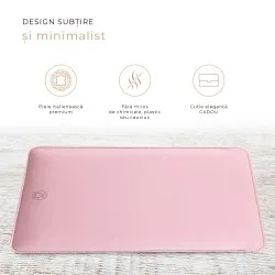 Husa laptop, MacBook 13 inch, UNIKA, piele PU cu lana din fibre naturale, roz