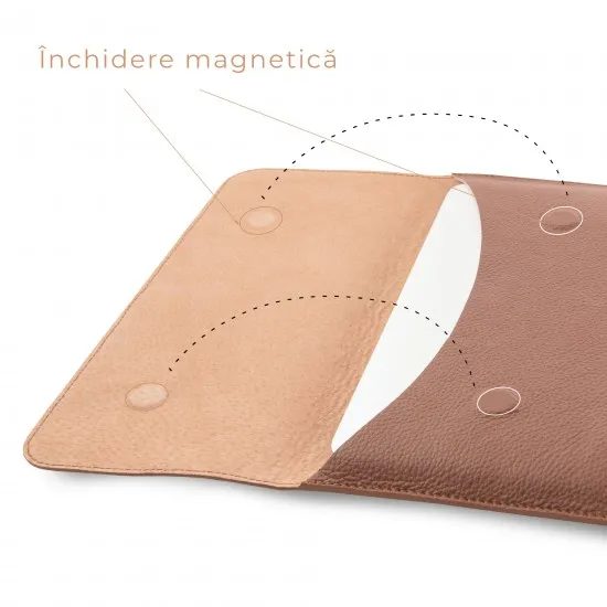 Husa laptop, MacBook 15 inch, piele naturala cu mouse pad, inchidere magnetica, margini vopsite manual, e-store, maro Husa laptop, MacBook 15 inch, piele naturala cu mouse pad, inchidere magnetica, margini vopsite manual, e-store, maro