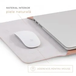 Husa MacBook laptop 13 inch, piele naturala, nude