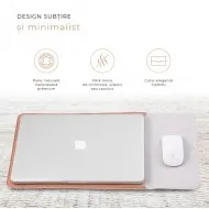 Husa MacBook laptop 13 inch, piele naturala, nude