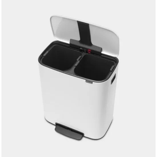 Cos gunoi Bo cu pedala, 2 x 30L - Alb Cos gunoi Bo cu pedala, 2 x 30L - Alb