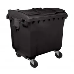 Container HDPE CLF 1100L cu capac plat negru - Transportul nu este inclus Container HDPE CLF 1100L cu capac plat negru - Transportul nu este inclus