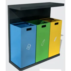 Set 3 cosuri gunoi colectare selectiva, Metal, 159 L Set 3 cosuri gunoi colectare selectiva, Metal, 159 L