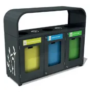 Set 3 cosuri gunoi colectare selectiva, Plexiglas, 100 L/ Recipient