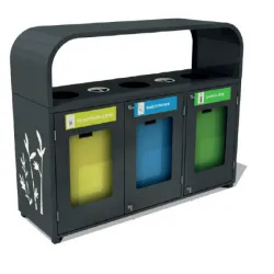 Set 3 cosuri gunoi colectare selectiva, Plexiglas, 100 L/ Recipient Set 3 cosuri gunoi colectare selectiva, Plexiglas, 100 L/ Recipient