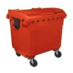 Container HDPE CLF 1100L cu capac plat rosu - Transportul nu este inclus Container HDPE CLF 1100L cu capac plat rosu - Transportul nu este inclus
