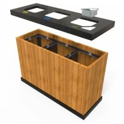 OSLO MW Cosuri din metal pentru reciclare exterioare cu mai multe compartimente, 3×50/60L: 88 x 32 x 80 cm OSLO MW Cosuri din metal pentru reciclare exterioare cu mai multe compartimente, 3×50/60L: 88 x 32 x 80 cm