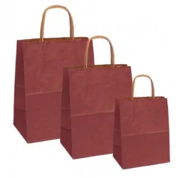 Set 100 bucati, Pungi natur, colorate bordo la exterior, 25x9x30cm