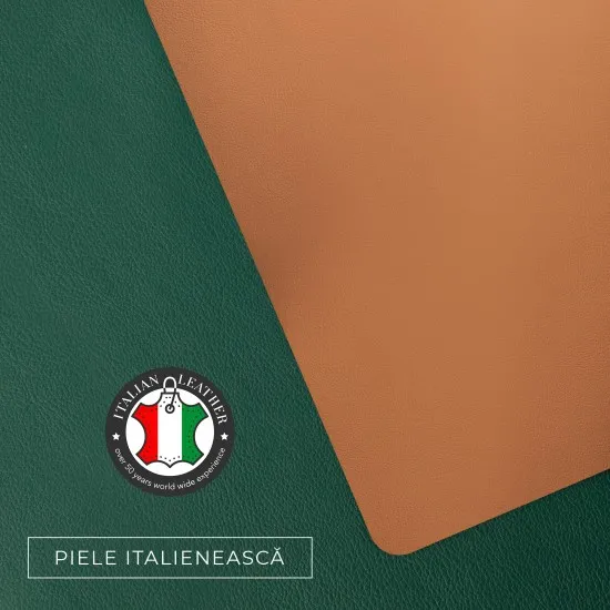 Set Mousepad si 1 suport pahar Flexi L, din piele, cu doua fete, pentru protectie birou, UNIKA verde/bej Set Mousepad si 1 suport pahar Flexi L, din piele, cu doua fete, pentru protectie birou, UNIKA verde/bej