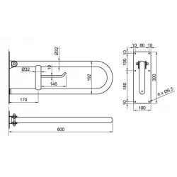 BARA PENTRU PERSOANE CU DIZABILITATI CU SUPORT HARTIE INOX SATINAT, NOFER BARA PENTRU PERSOANE CU DIZABILITATI CU SUPORT HARTIE INOX SATINAT, NOFER