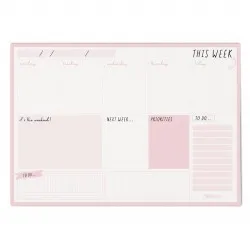 Planificator saptamanal Pukka Pad, nedatat, 60 file hartie premium 100gsm, dimensiune 29.5 cm X 21 cm Balerina Pink 9163-CD