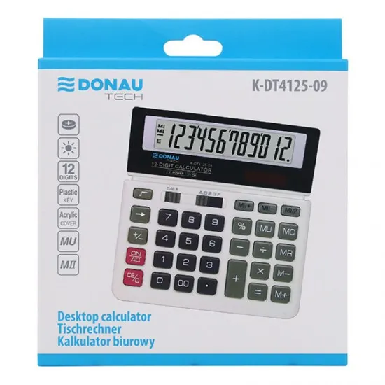 Calculator de birou Donau Tech, 155 x 152 x 28 mm, 12 digiti, alb Calculator de birou Donau Tech, 155 x 152 x 28 mm, 12 digiti, alb