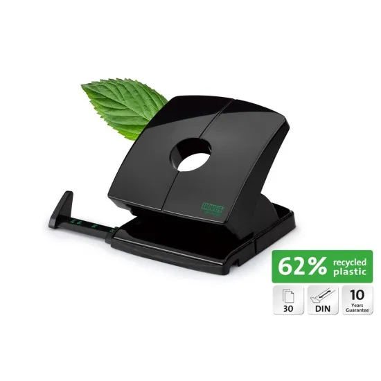 Perforator Novus B230 re+new, 30 coli, negru, 62% pp reciclat Perforator Novus B230 re+new, 30 coli, negru, 62% pp reciclat