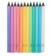 Creioane colorate Strigo pastel 12 culori, cu ascutitoare