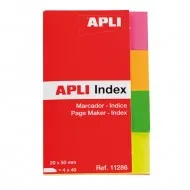 Index Apli, autoadeziv, hartie,  20 x 50 mm, 4 culori x 40 file Index Apli, autoadeziv, hartie,  20 x 50 mm, 4 culori x 40 file