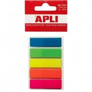 Index Apli, autoadeziv, plastic, 12 x 45 mm, 5 culori  x 25 file Index Apli, autoadeziv, plastic, 12 x 45 mm, 5 culori  x 25 file