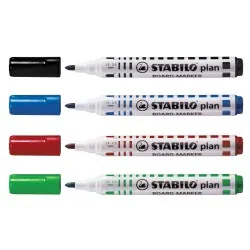 Marker pentru tabla Stabilo Plan 64, varf rotund, 2.5-3.5mm, 4 bucati/set ( negru, rosu, albastru, verde) Marker pentru tabla Stabilo Plan 64, varf rotund, 2.5-3.5mm, 4 bucati/set ( negru, rosu, albastru, verde)