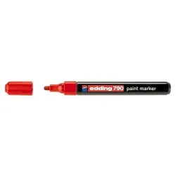 Marker permanent Edding 790, cu vopsea, corp plastic, varf rotund, 2-3 mm, rosu