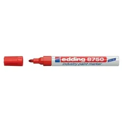 Marker permanent Edding 8750, cu vopsea, corp aluminiu, varf rotund, 2-4 mm, rosu
