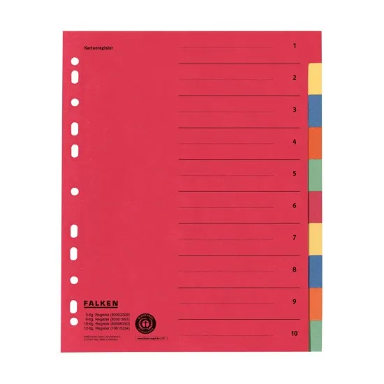 Separatoare carton 240x297 index color 230g 10 bucati/set, A4, rezistente Separatoare carton 240x297 index color 230g 10 bucati/set, A4, rezistente