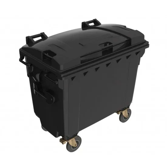 Eurocontainer din material plastic 660 l negru cu capac plat Europlast - Transport Inclus Eurocontainer din material plastic 660 l negru cu capac plat Europlast - Transport Inclus