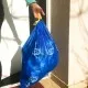 Saci Oti FORTE cu snur, 35L, albastru, 15 buc./rola