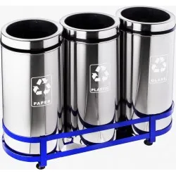 RESIGILAT 1 - Set 3 cosuri colectare selectiva din inox, 45L/recipient RESIGILAT 1 - Set 3 cosuri colectare selectiva din inox, 45L/recipient