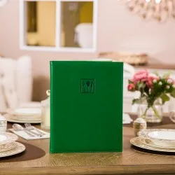 Mapa meniu A4+, Softleather, piele PU interior/exterior, lavabila, verde
